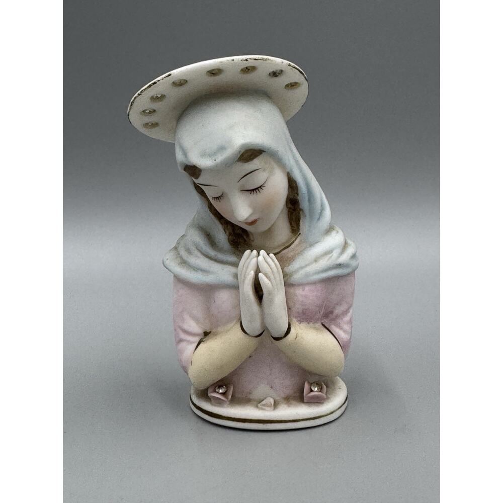Vintage Praying Madonna Virgin Mary Figurine Religious Decor 5”